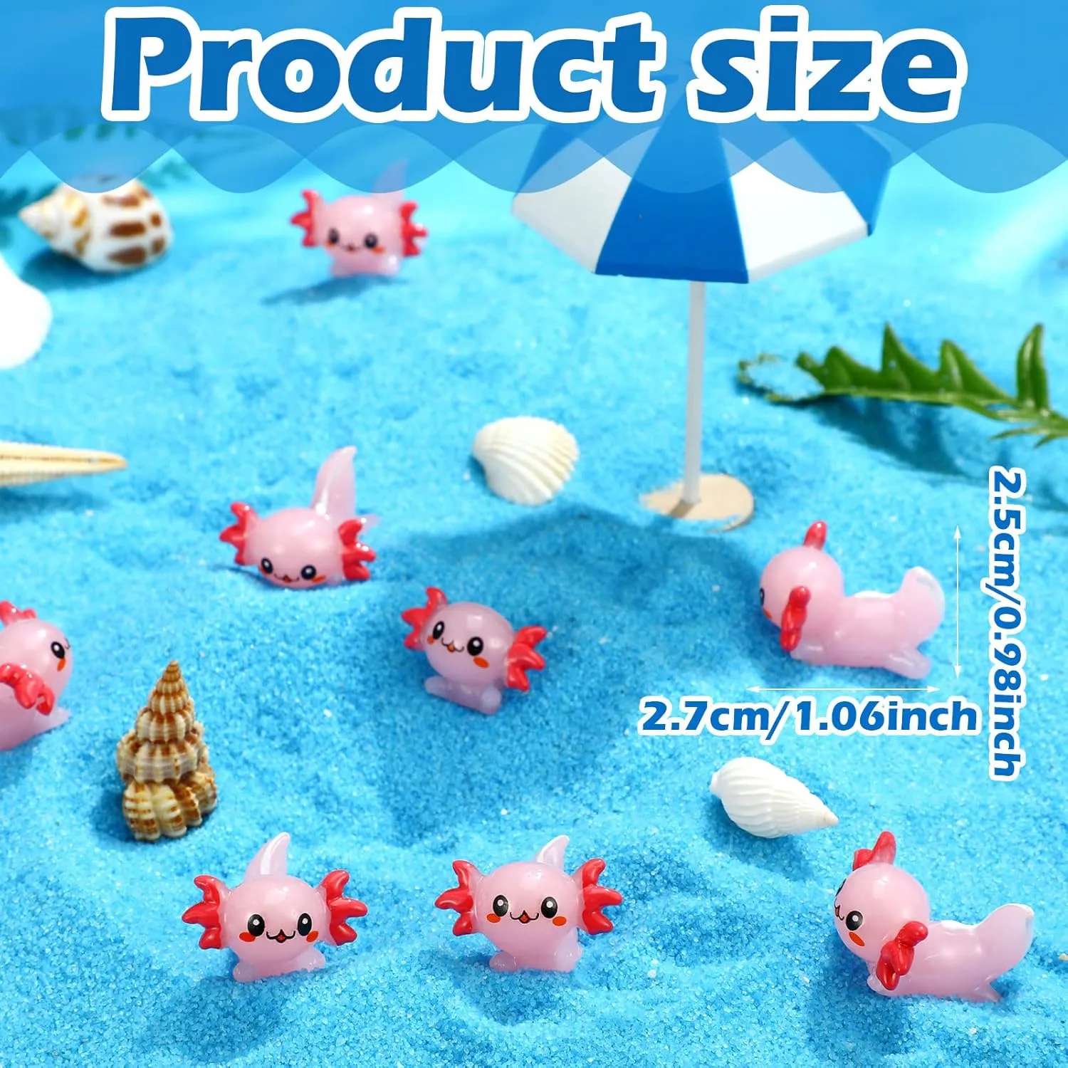100 Pcs Pink Mini Axolotl Resin Figurine Toy Miniature Axolotl Charm Tiny Animal Figures Ornament Mini Animals Figures to Hide Dollhouse Cupcake DIY Craft Decoration School Gift Birthday Party Favor