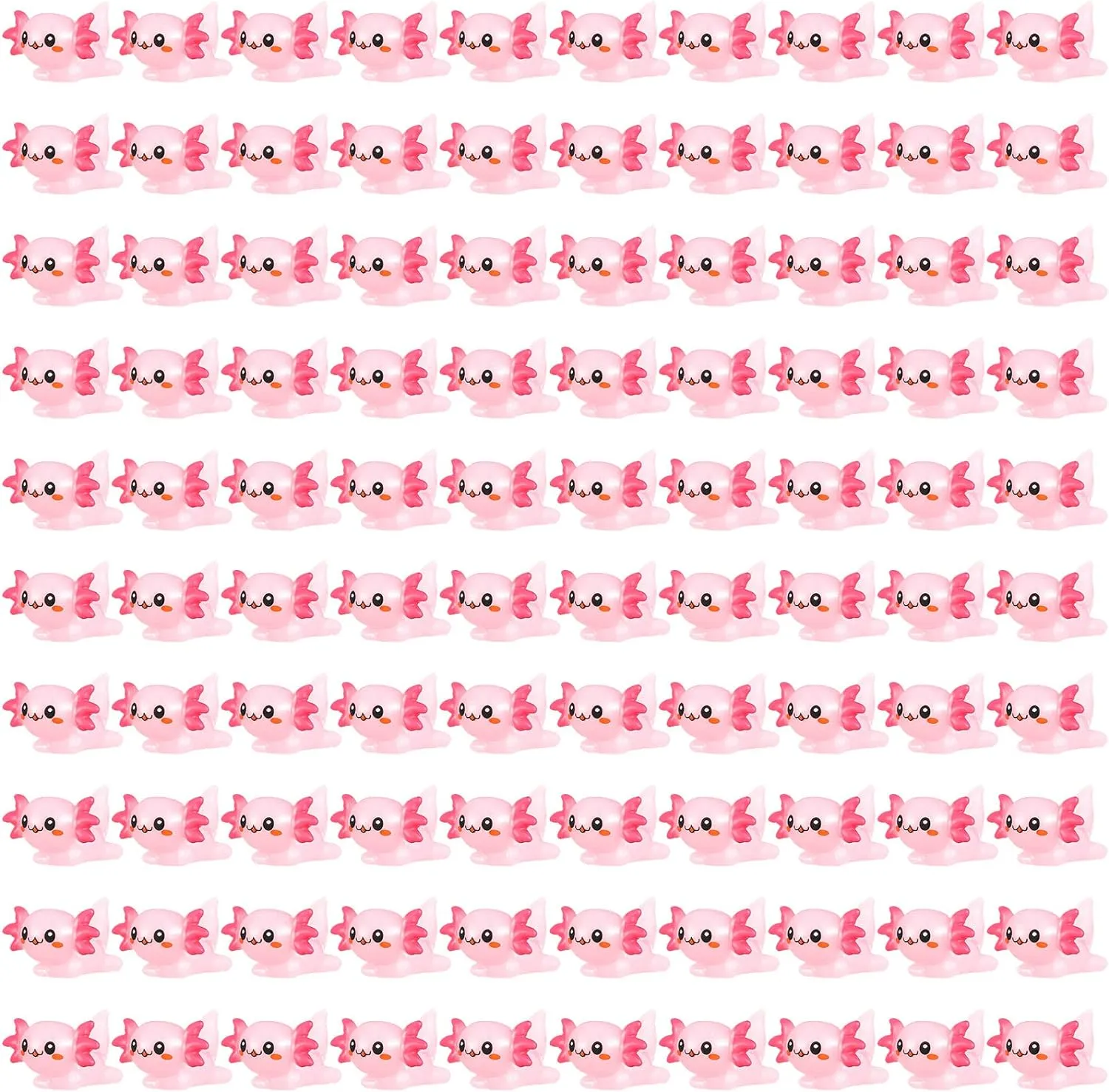 100 Pcs Pink Mini Axolotl Resin Figurine Toy Miniature Axolotl Charm Tiny Animal Figures Ornament Mini Animals Figures to Hide Dollhouse Cupcake DIY Craft Decoration School Gift Birthday Party Favor