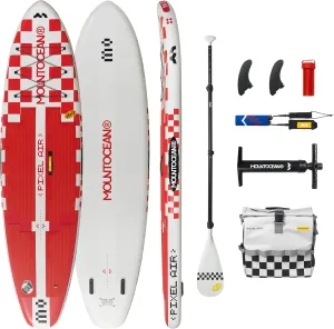 10'6''Stand Up Paddle Board Inflatable Light Weight Compact Travel ISUP Board with Full Set Accessories,4 Piece AD Paddle,Small Size Travel Backpack Inflatable Paddleboard for Adults Paddling, Surfing