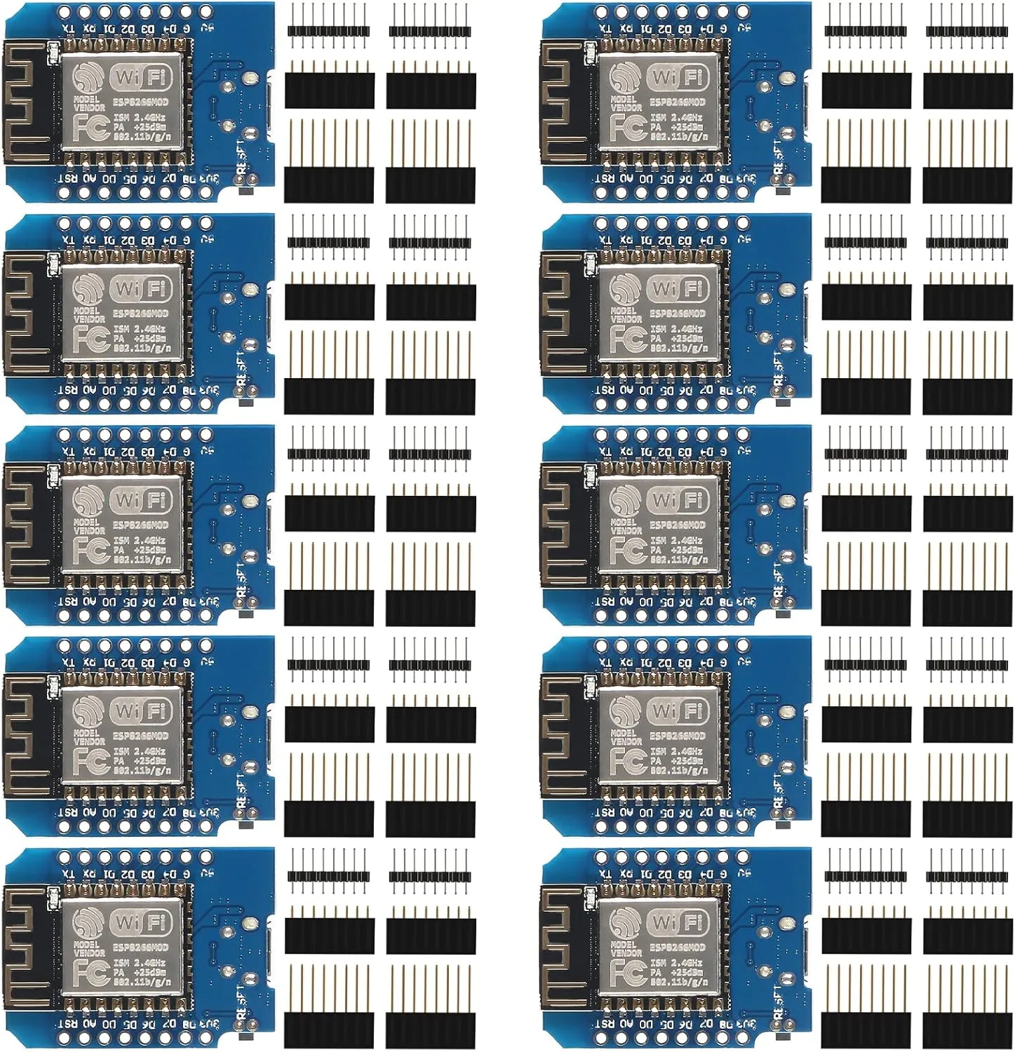 10pcs ESP8266 ESP-12F NODEMCU LUA Mini Wireless D1 Module Nodemcu Lua 4M Bytes WLAN WiFi Internet Development Board Compatible with WeMos D1 Mini Nodemcu Lua