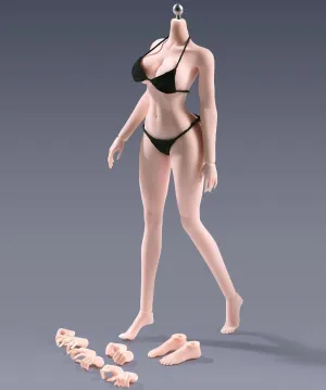 1/12 Scale Female Action Figure, 6 Inch Flexible Seamless Plump Bodybuilding Type Girl Action Figure Doll Model with Detachable Feet Shapes (Pale Skin)