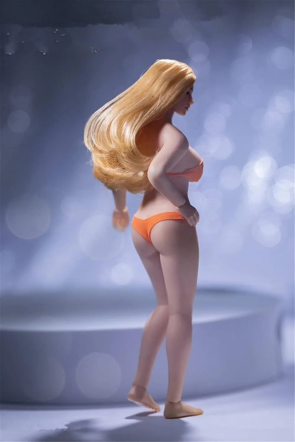1/12 Scale Female Action Figure, 6 inch Seamless Soft Flexible Slightly Fat Female Figure Body Doll Model with Detachable Hand & Feet Shapes Accessories (Large Bust - Pale Skin)
