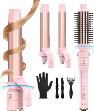 1/1.25/1.5 inch Rotating Curling Iron Curling Brush Set, Automatic Curling Iron Heated Round Brush for Long Hair, Create Gorgeous Curls & Waves, Adjustable Temperature 300-410℉, Auto Shut-Off