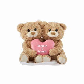 11 Inches Tall Couple Cuddle Bear, Two Smiling Plush Teddy Bears   A Soft Love Heart That Can Be Personalised, 9 Colours Text Can Be Customised, Perfect Gift For A Loved One, Child Or Best Friend