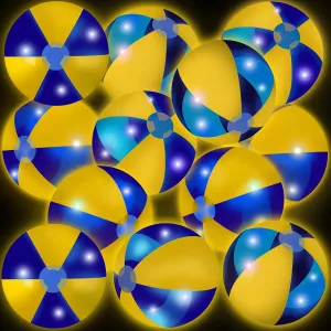 12 Pcs LED Beach Balls 16'' Colorful Jumbo Pool Balls Glow in The Dark Light up Giant Inflatable for Summer Hawaiian Tropical Theme Beach Party Decorations Water Game Accessory(Yellow)