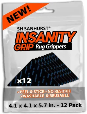 12 Pcs Rug Gripper for Hardwood Floors, Tile, Cement & More - Thin Corner Carpet Pad That is Removable - Glueless Nano Gel Triangle Shaped Carpet Tape & Floor Tape for Area Rugs