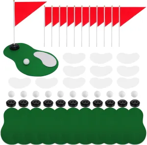 12 Set Golf Centerpieces Table Decorations Golf Themed Party Supplies Including Green Mats Ball Sand Trap Red Flag Plastic Flag Stand for Golf Sport Themed Birthday Decor (12 Set)