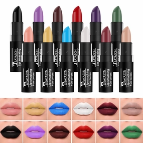 12 Colors Vivid Vampire Matte Lipstick Set - Long Lasting, Waterproof Makeup for Halloween Party, Cosplay, and Camouflage Face Paint