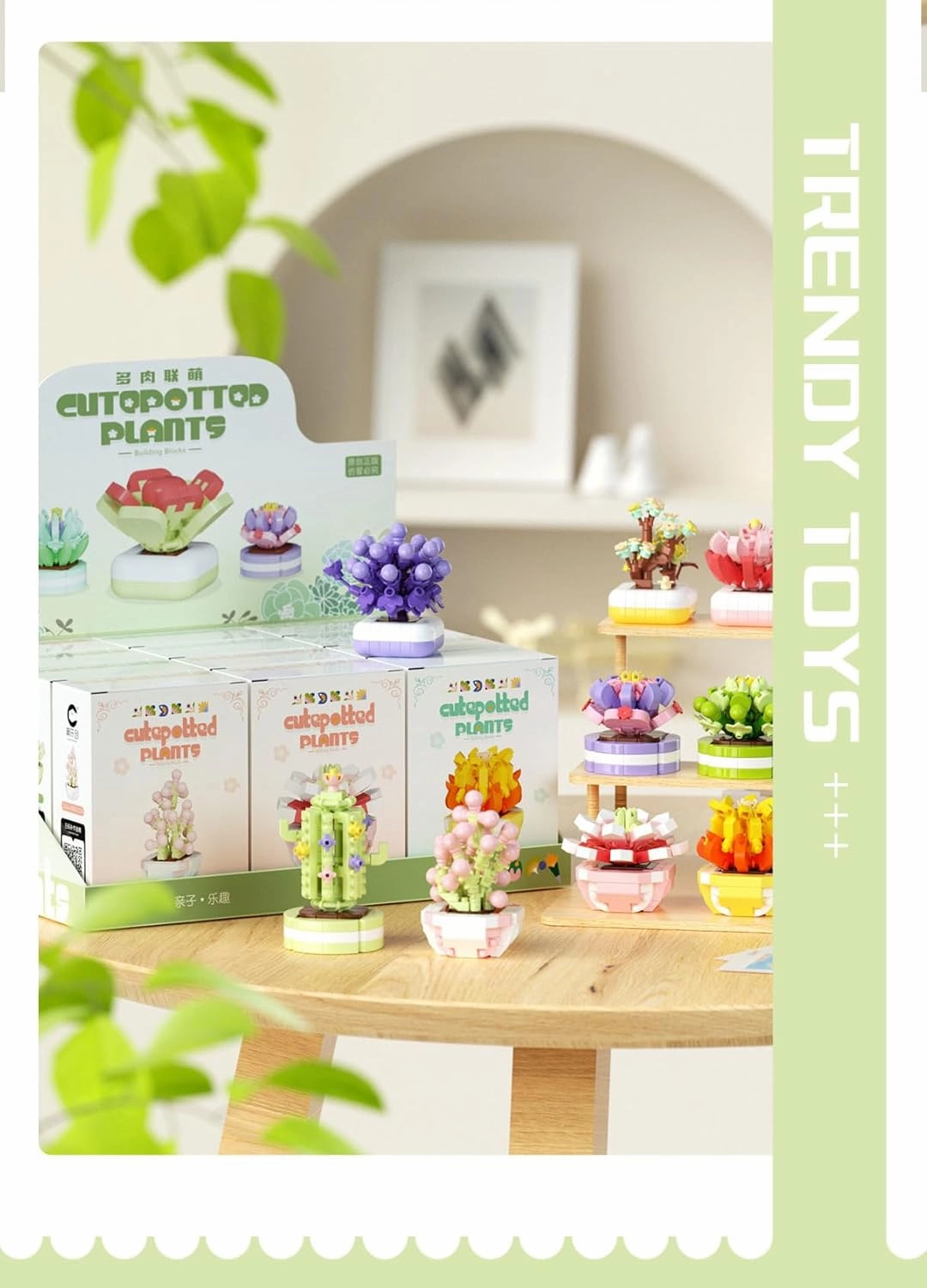 12 Set Succulent Plant Building Blocks Set - DIY Mini Potted Bonsai, Creative Artificial Botanical Decor Toy for Home and Office