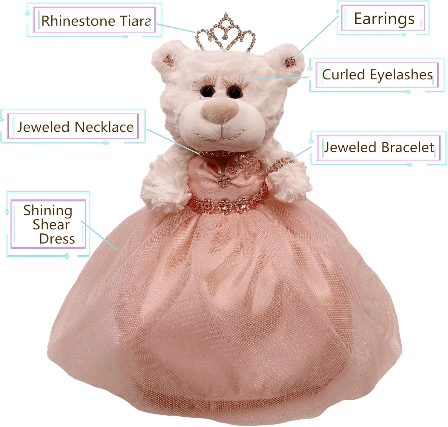 12" Quince Anos Quinceanera Last Doll Teddy Bear with Dress (Centerpiece) ~ ARC09831 (Gray Blue)