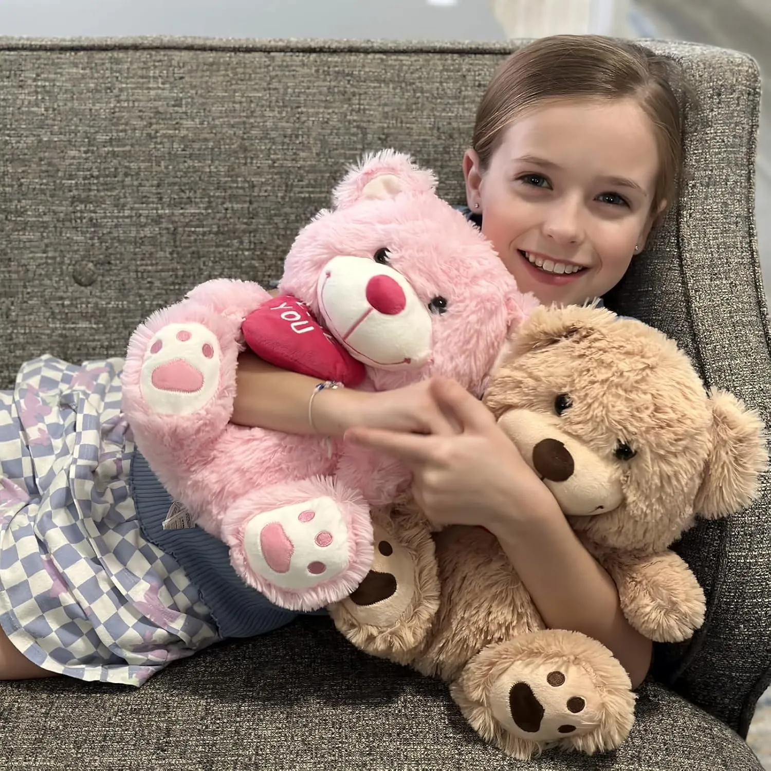 12" Teddy Bear with Heart, Cute Brown Teddy Bear Stuffed Animals for Valentines Soft Bear Plushie Toy Stuffed Bear Plush Gifts for Girlfriend Kid