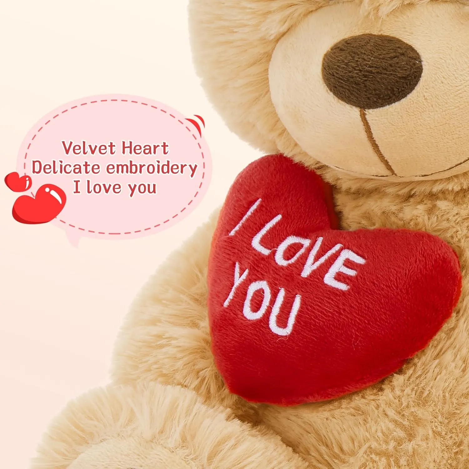 12" Teddy Bear with Heart, Cute Brown Teddy Bear Stuffed Animals for Valentines Soft Bear Plushie Toy Stuffed Bear Plush Gifts for Girlfriend Kid
