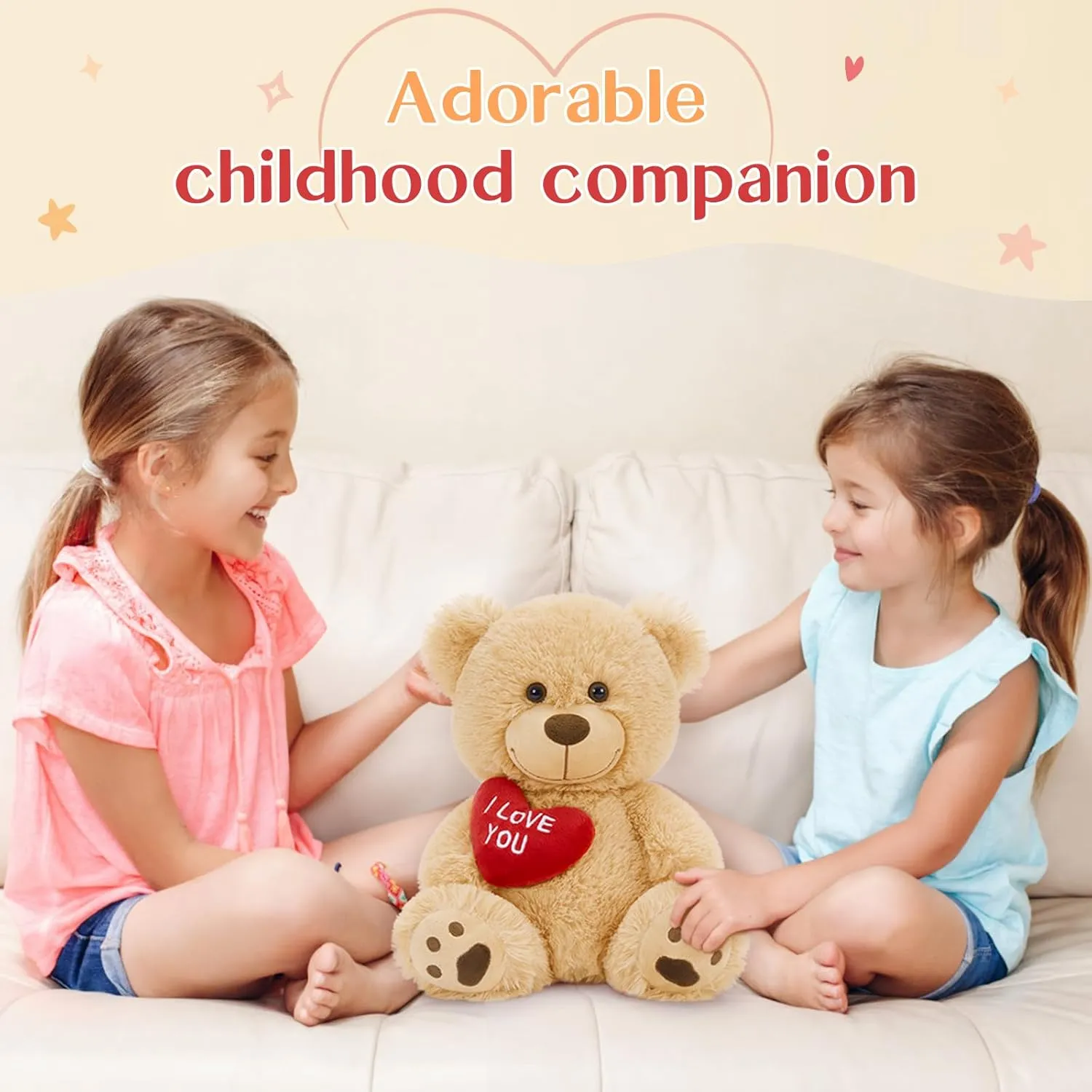 12" Teddy Bear with Heart, Cute Brown Teddy Bear Stuffed Animals for Valentines Soft Bear Plushie Toy Stuffed Bear Plush Gifts for Girlfriend Kid
