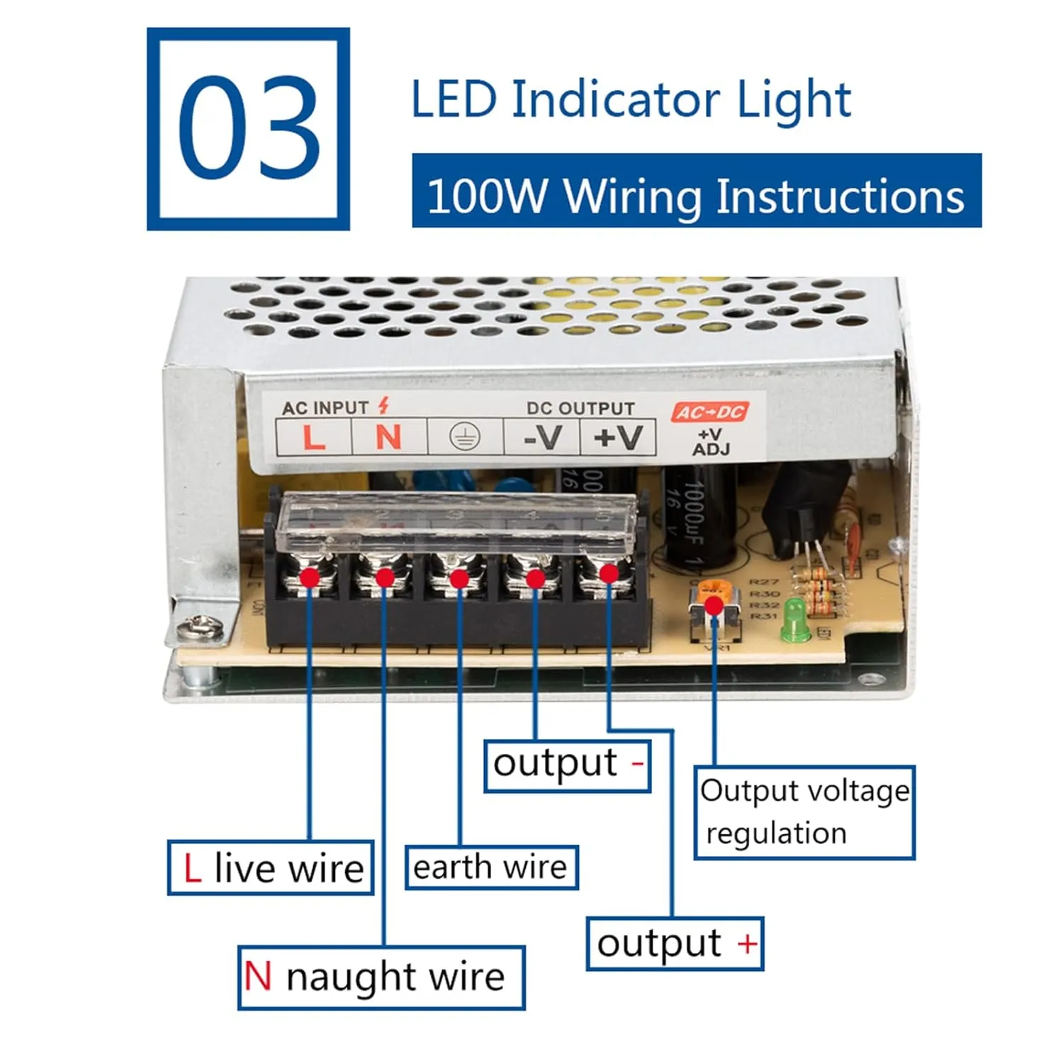 12V 8.5A Switching Power Supply, 100W LED Driver Universal Regulated Transformer Adapter Converter AC 110V-220V to DC 12V Low Voltage Output for LED Light, Radio, Computer Project