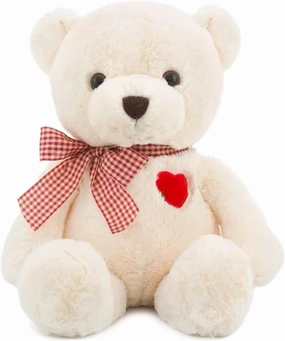 15”Teddy Bear with Heart Cute White Teddy Bear Stuffed Animals for Valentines Day Soft Stuffed Bear Plush Bear Plushie Toys Gifts for Girlfriend Boyfriend Kid