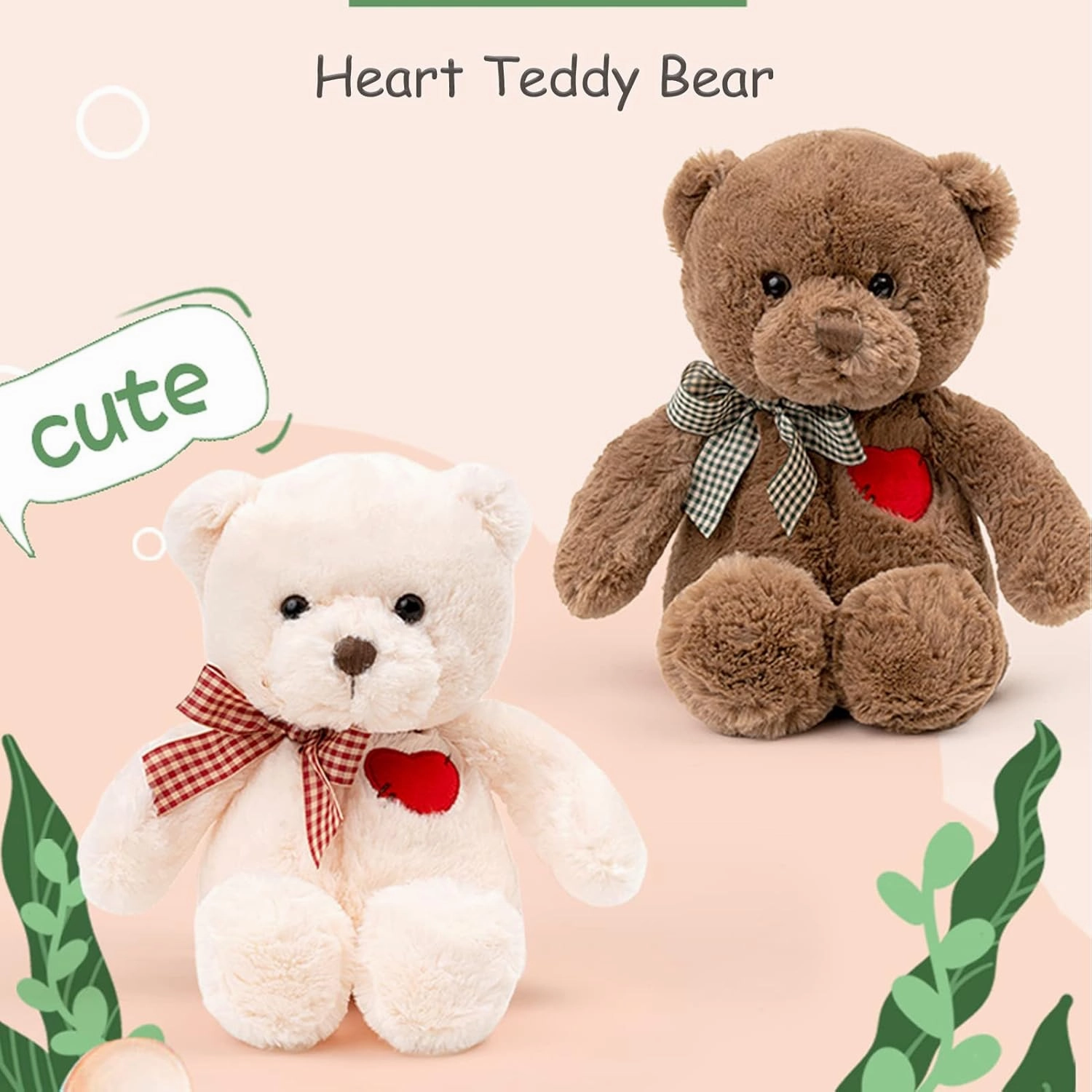 15”Teddy Bear with Heart Cute White Teddy Bear Stuffed Animals for Valentines Day Soft Stuffed Bear Plush Bear Plushie Toys Gifts for Girlfriend Boyfriend Kid