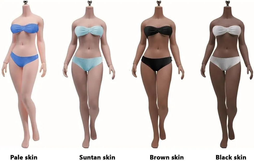 1/6 Scale Female Action Figure Body, 12 Inch Seamless Flexible Large Bust Female Body, 1/6 Large Chest Normal Body Type Toy Figure Body Doll Model (Black Skin)