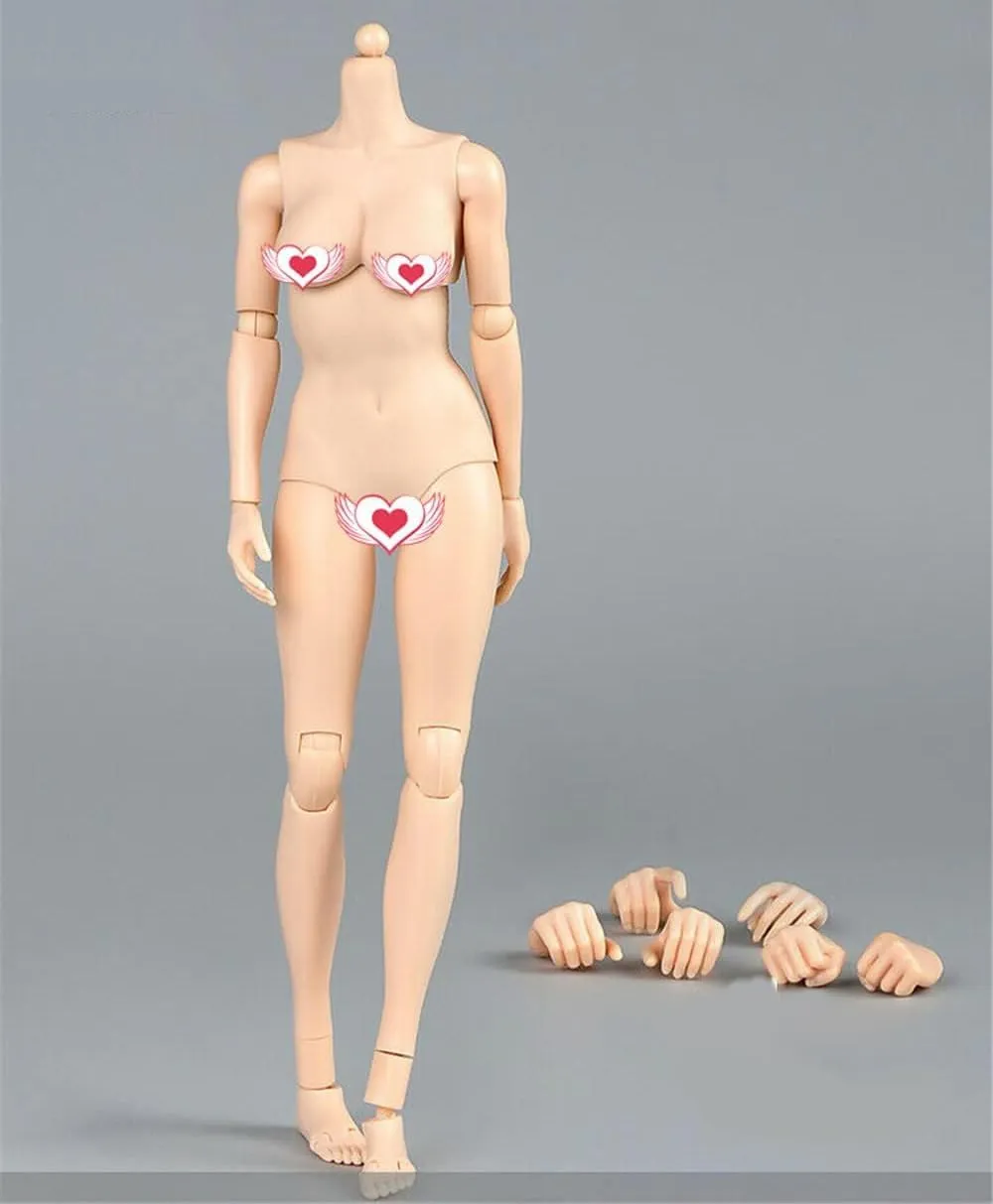 1/6 Scale Female Action Figure Body, 12 Inches Flexible Ball Joint Female Action Figure Body Doll Model Collectible (Pale Skin - Big Bust)