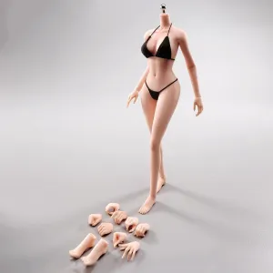 1/6 Scale Female Action Figure Body, 12 inches Seamless Action Figure Body, Super Realistic Female Figure Model, Soft & Flexible Action Figure Body with Detachable Hand Gesture Shapes (Normal Skin)