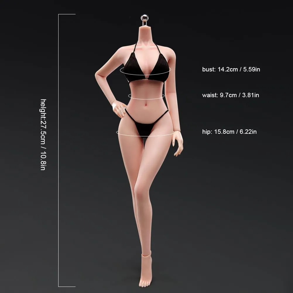 1/6 Scale Female Action Figure Body, 12 inches Seamless Action Figure Body, Super Realistic Female Figure Model, Soft & Flexible Action Figure Body with Detachable Hand Gesture Shapes (Normal Skin)