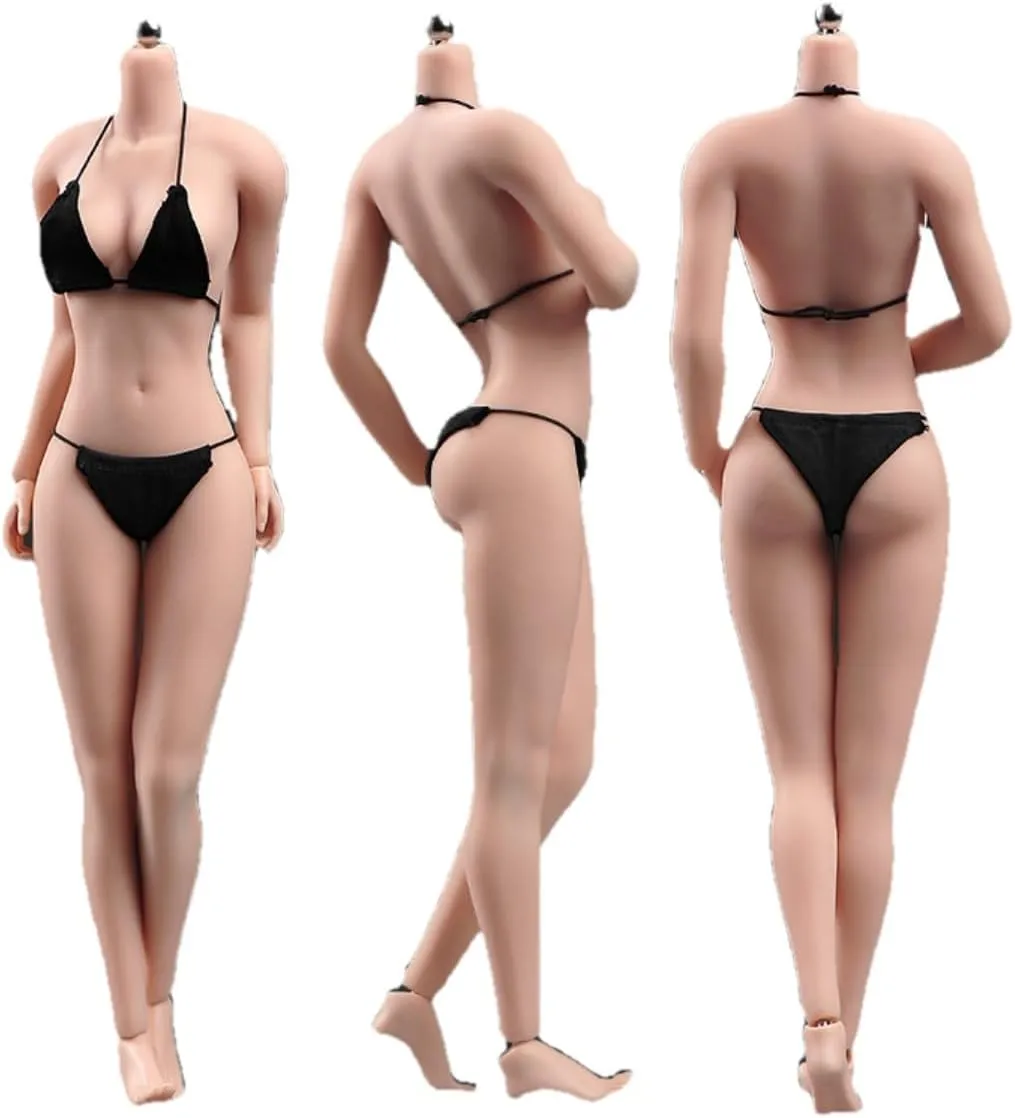 1/6 Scale Female Action Figure Body, 12 inches Seamless Flexible Large Bust Soft Female Figure Body Doll Model with Detachable 3 Pairs of Hands Gesture & 2 Pairs of Feet Shapes (Normal Skin)