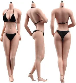 1/6 Scale Female Action Figure Body, 12 inches Seamless Flexible Large Bust Soft Female Figure Body Doll Model with Detachable 3 Pairs of Hands Gesture & 2 Pairs of Feet Shapes (Normal Skin)