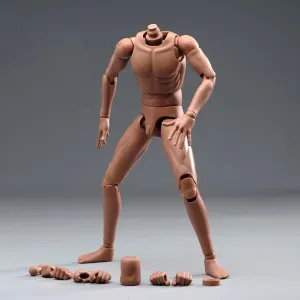 1/6 Scale Male Action Figure, 12 Inch Muscle Man Flexible Ball-Jointed Aciton Figure, Miniature 1/6 Male Muscular Action Figure Body Model With Detachable Hand Gesture Shapes Accessories (suntan skin)