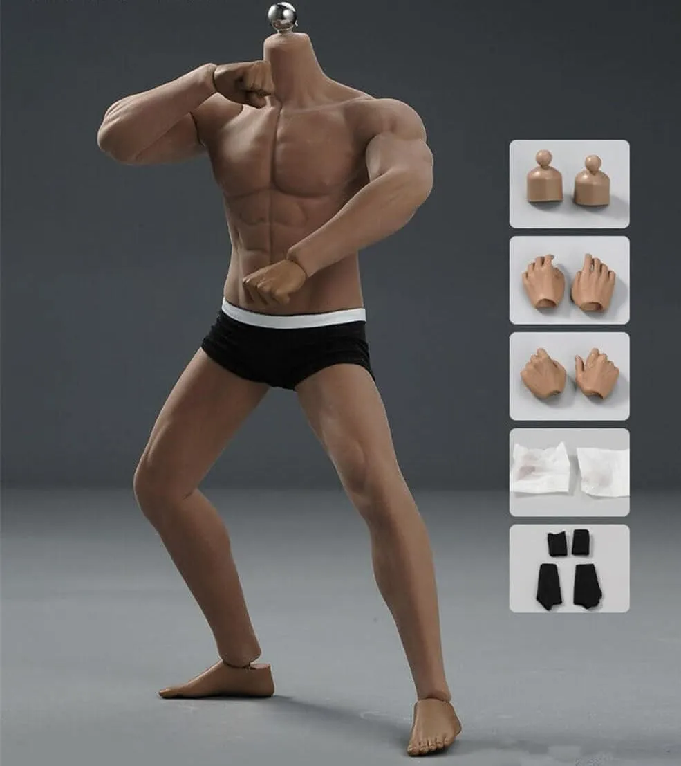 1/6 Scale Male Action Figure Body, 12 Inch Flexible Ball-Joint Muscle Man Aciton Figure, 1/6 Seamless Human-Like Skin Strong Man Figure Model Doll Collection (M33)
