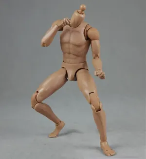 1/6 Scale Male Action Figure Body, 12 Inch Flexible Ball-joint Muscle Man Aciton Figure, 1/6 Strong Man Figure Model with Detachable Hands Gesture Shapes & Neck Connectors (Narrow Shoulders Standard)