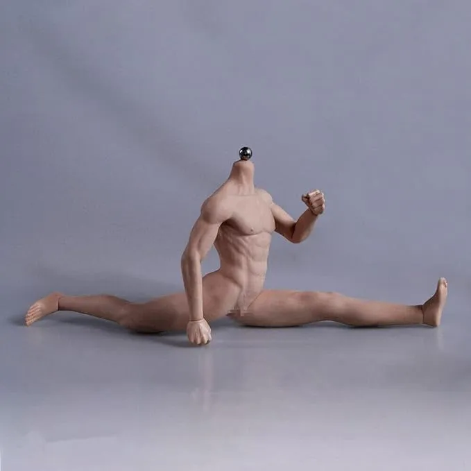1/6 Scale Male Action Figure Body, 12 inches Seamless Flexible Muscle Man Aciton Figure Model, 1/6 Strong Male Action Figure with Detachable Hands & Feet Shapes & Various Accessories (Normal Skin)