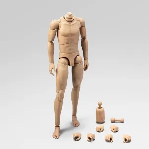 1/6 Scale Male Action Figure Body with Narrow Shoulder, 12 inches Miniature Flexible Ball-jointed Man Aciton Figure Model with Detachable 4 Pairs of Hand Shapes & Removable Neck Connector (B)