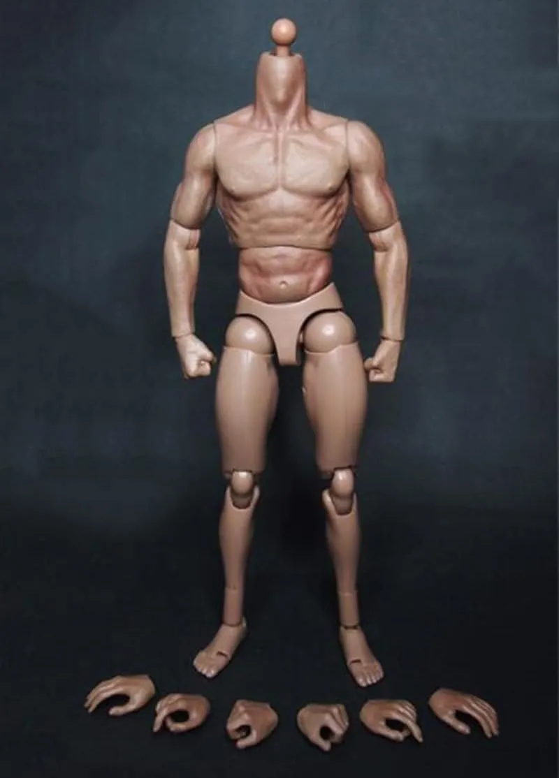 1/6 Scale Male Action Figure, Strong Muscle Man Figure Body 12 inches Ball-Jointed Aciton Figure, 1/6 Male Flexible Action Figure Muscular Body Doll Model