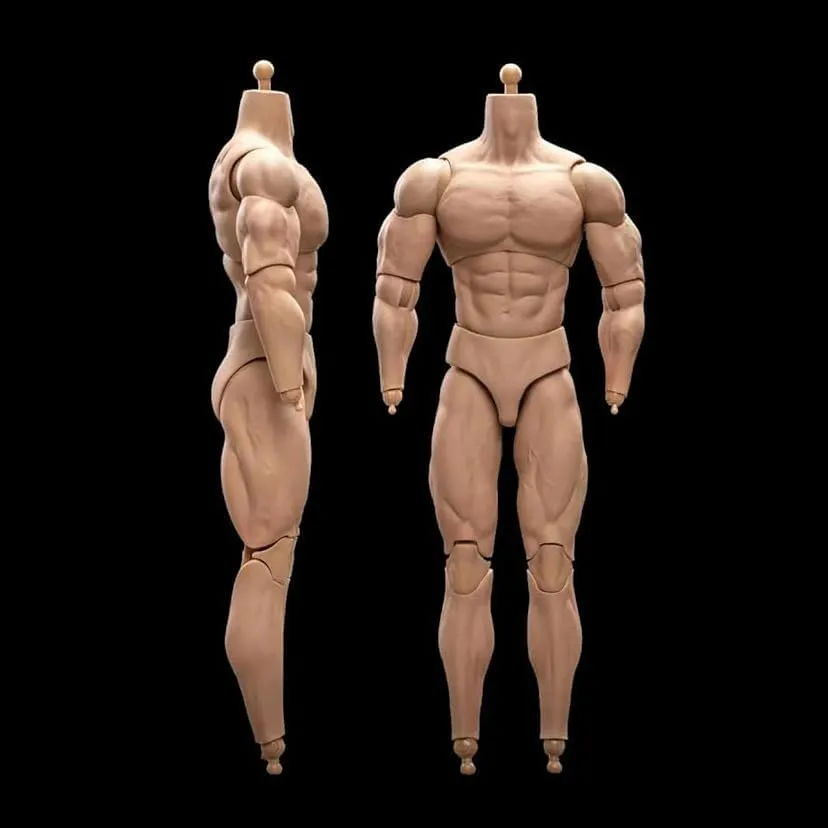 1/6 Scale Muscle Male Body, 12 inch Flexible Strong Muscle Man Action Figure Body Miniature Male Figure Model Doll Collection (03)
