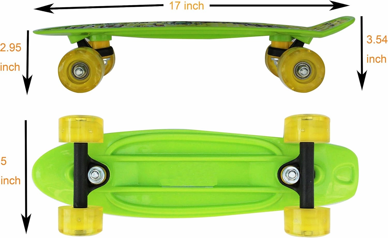 17inchX5inch Completed Skateboard Mini Cruiser Board with High Bounce PU Wheel
