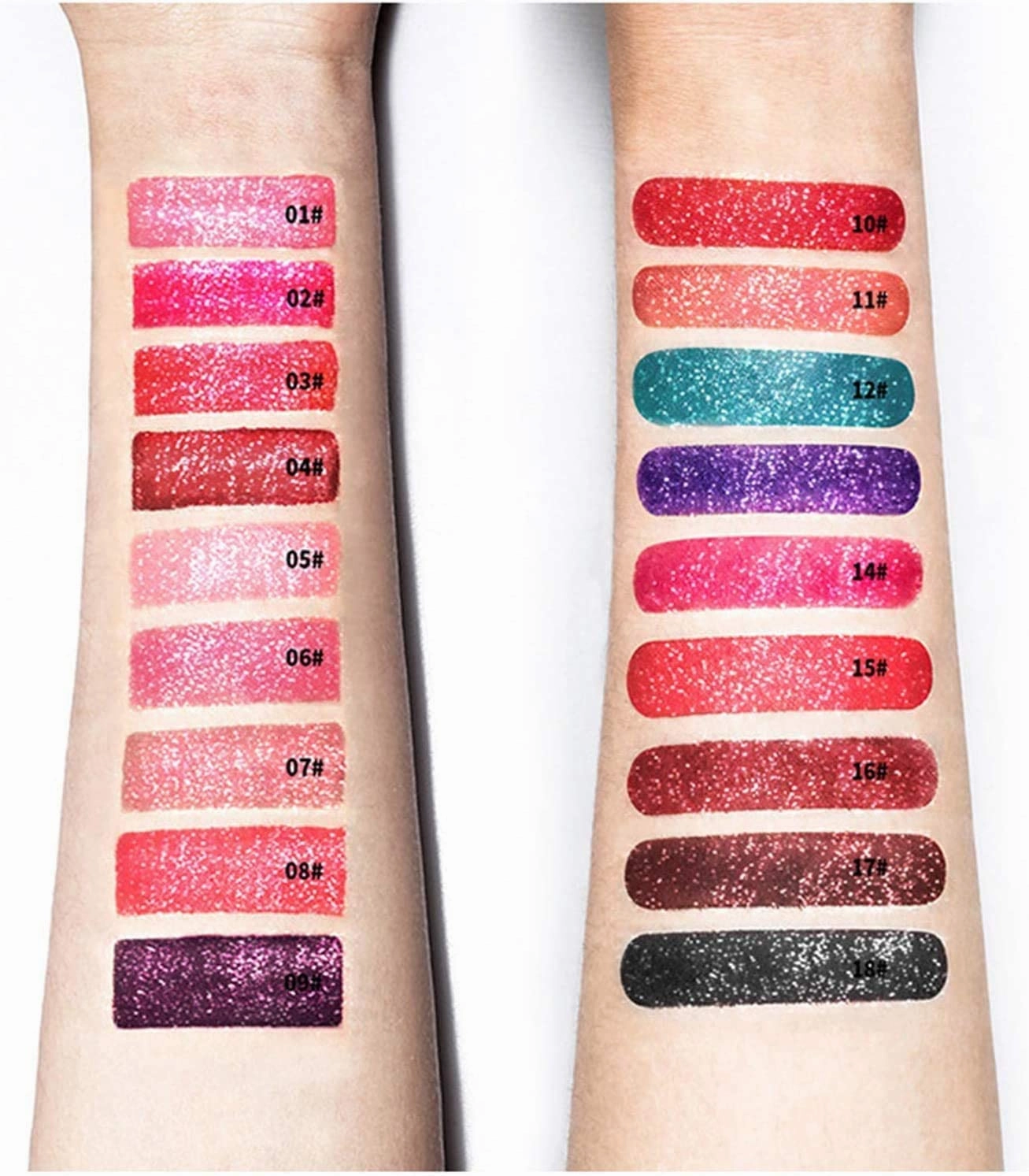 18 Color Diamond Shiny Long Lasting Lipstick,Metallic Liquid Lipstick, Long-Lasting and Waterproof, Easy to Apply and Clean,Non-Stick Shining Lip Glaze Gift for Women and Girls (01 02 03)