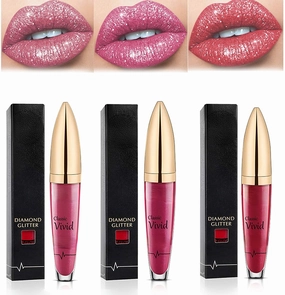 18 Color Diamond Shiny Long Lasting Lipstick,Metallic Liquid Lipstick, Long-Lasting and Waterproof, Easy to Apply and Clean,Non-Stick Shining Lip Glaze Gift for Women and Girls (01 02 03)
