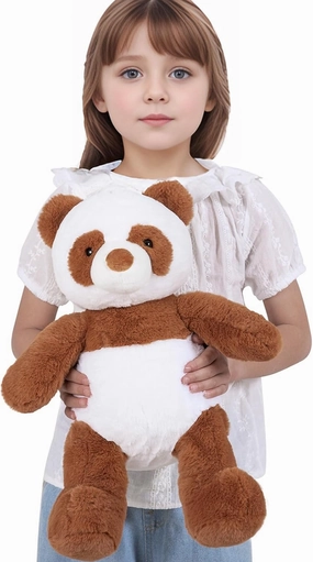 18" Panda Stuffed Animal Plush Toy Cute Soft Body Plushies Doll Kawaii Giant Panda Bear, Room Decoration Brown Bear Throw Pillow, Gift for Kids Boy Girl Birthday Valentines