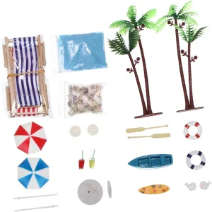 18pcs Mini House Decoration Set Style Craft for Decor Chic Miniature Beach Play Accessories for Potted Landscaping Dollhouses