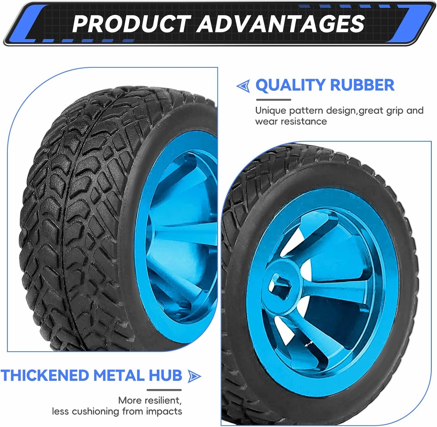 1/28 RC Drift Car Tires and Wheels Pre-glued Compatible with WLtoys K969 K989 P929 Kyosho Mini-Z Mini-Q (Blue)
