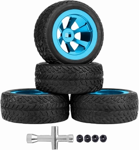 1/28 RC Drift Car Tires and Wheels Pre-glued Compatible with WLtoys K969 K989 P929 Kyosho Mini-Z Mini-Q (Blue)
