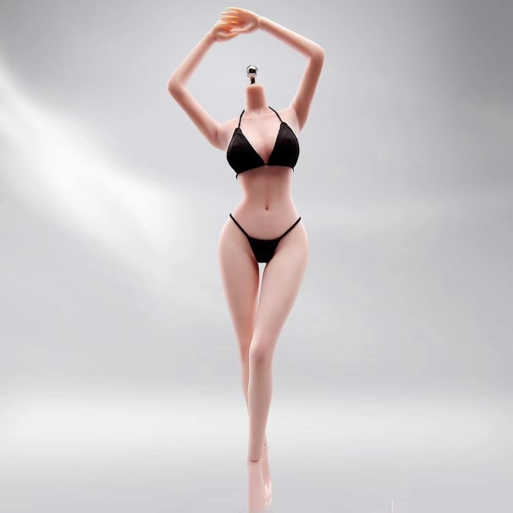 1/6 Scale Female Action Figure Body, 12 inches Seamless Action Figure Body, Super Realistic Female Figure Model, Soft & Flexible Action Figure Body with Detachable Hand Gesture Shapes (Pale Skin)