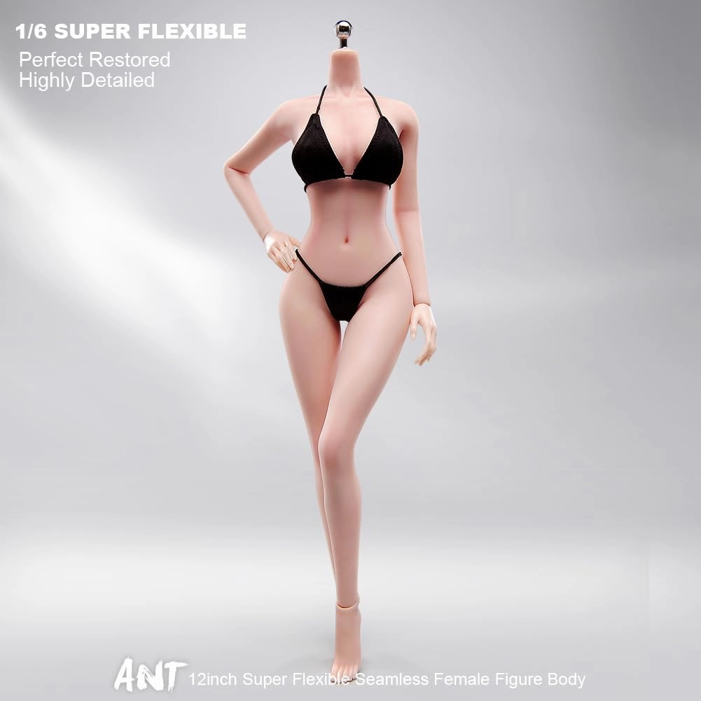 1/6 Scale Female Action Figure Body, 12 inches Seamless Action Figure Body, Super Realistic Female Figure Model, Soft & Flexible Action Figure Body with Detachable Hand Gesture Shapes (Pale Skin)
