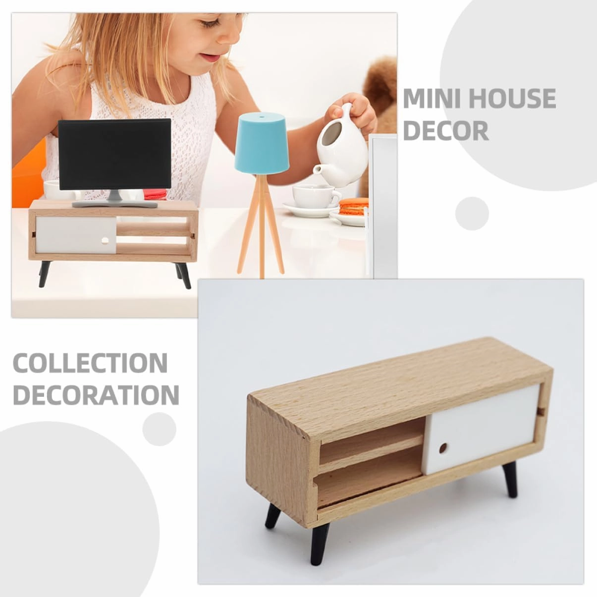 1 Set Miniature Furniture Delicate Dollhouse Decor with Tv Cabinet Lamps and Sofas for Realistic Mini House Landscaping and Photography Props