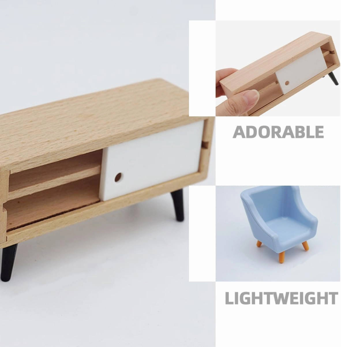 1 Set Miniature Furniture Delicate Dollhouse Decor with Tv Cabinet Lamps and Sofas for Realistic Mini House Landscaping and Photography Props