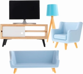 1 Set Miniature Furniture Delicate Dollhouse Decor with Tv Cabinet Lamps and Sofas for Realistic Mini House Landscaping and Photography Props