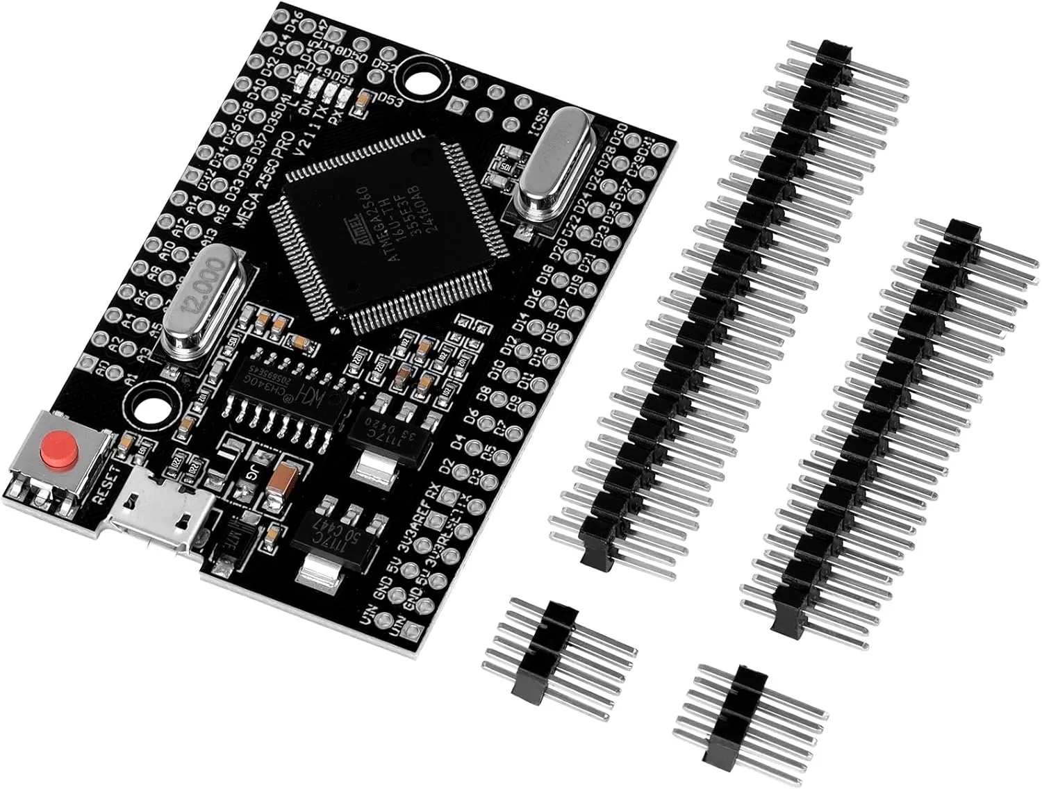 1Pcs MEGA 2560 PRO Embed Development Board CH340G/ATMEGA2560-16AU Mega Module with Male Pinheader、Micro Interface