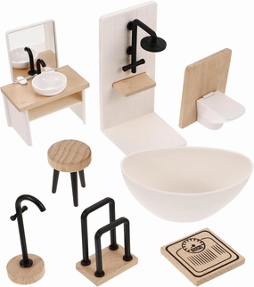 1set Dollhouse Miniature Bathroom Set Accessory Collection for Scale Dollhouses and Shower Room Furniture for Imaginative Play and Decoration