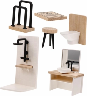 1Set Scale Shower Sink Toilet Vanity Stool Scale Realistic Bathroom Set for Dollhouse Scenes