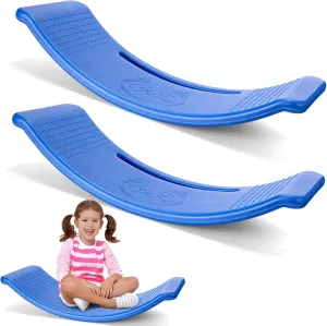 2 Pack Teeter Totter Toys Kids Curved Wobble Plastic Balance Board Non Slip Balance Board Toy Wobble Disk for Toddler Exercise Motor Skills, Reading, Gaming, TV, Outdoor and Indoor, Blue