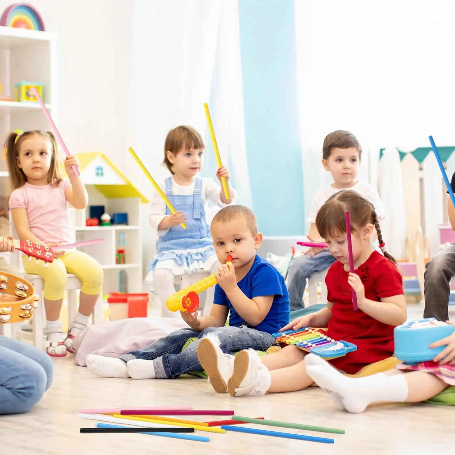 20 Pcs 10 Colors Rhythm Sticks Bulk 12 Inch Wood Lummi Sticks Percussion Instruments for Kids Girls Boys Toddlers Preschool Music Classroom Percussion Instruments